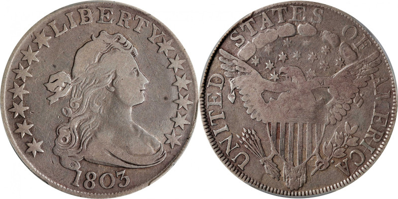 1803 Draped Bust Half Dollar. O-102a, T-2. Rarity-4-. Large 3, Small Reverse Sta...