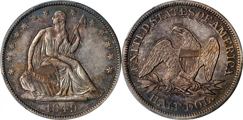 1849 Liberty Seated Half Dollar. WB-12. Rarity-3. AU-55 (PCGS).
PCGS# 6262. NGC...