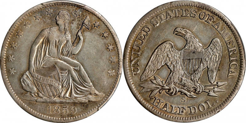 1859-S Liberty Seated Half Dollar. WB-6. Rarity-3. Medium S. EF-40 (PCGS).
PCGS...