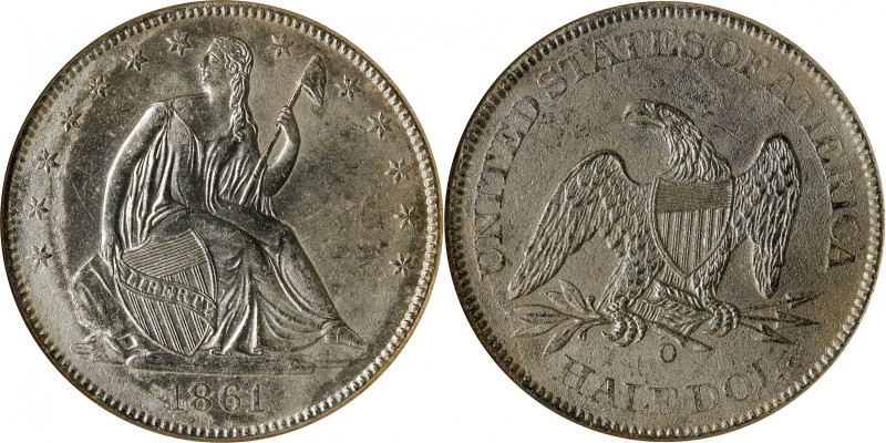 1861-O Liberty Seated Half Dollar. State of Louisiana Issue. W-4A. Rarity-2. Lat...