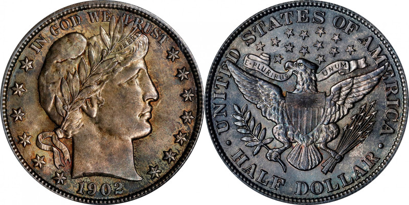 1902 Barber Half Dollar. MS-63 (PCGS).
PCGS# 6492. NGC ID: 24MF.
From the BASH...