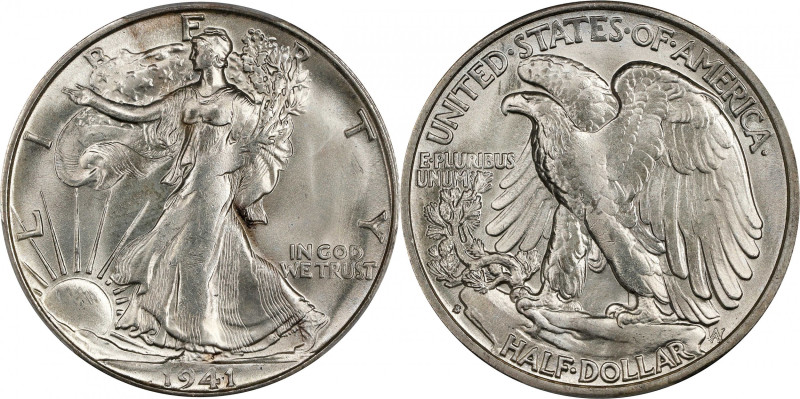 1941-S Walking Liberty Half Dollar. MS-64 (PCGS).
PCGS# 6613. NGC ID: 24S5.
Fr...