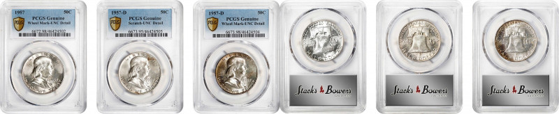 Lot of (3) 1957-Dated Franklin Half Dollars. Unc Details (PCGS).
Included are: ...