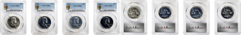 Lot of (4) Gem Proof Franklin Half Dollars. (PCGS).
Included are: 1957 Proof-65...