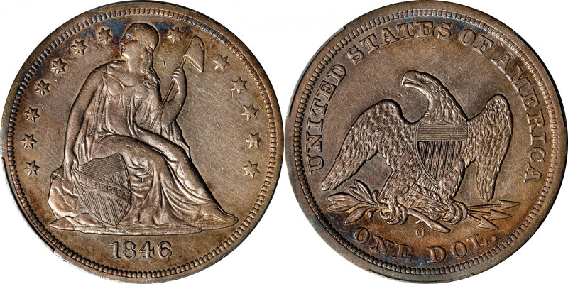 1846-O Liberty Seated Silver Dollar. OC-1, the only known dies. Rarity-2. EF Det...