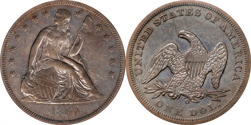 1860-O Liberty Seated Silver Dollar. OC-6. Rarity-2. AU-50 (PCGS).
PCGS# 6950. ...