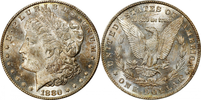 1880-CC Morgan Silver Dollar. VAM-5. Top 100 Variety. 8/High 7. MS-64 (PCGS). CA...