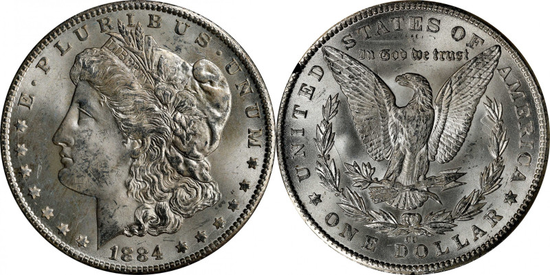 1884-CC GSA Morgan Silver Dollar. Mint State (Uncertified).
The original box is...