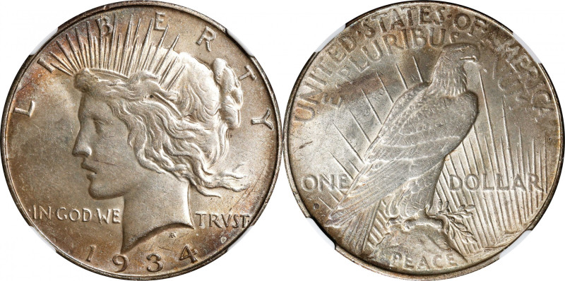 1934-D Peace Silver Dollar. VAM-3. Top 50 Variety. Doubled Die Obverse, Doubled ...