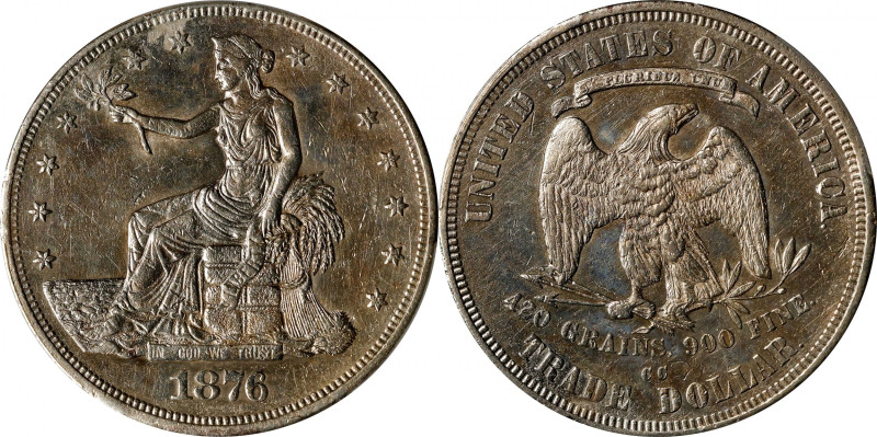 1876-CC Trade Dollar. Type I/II. AU Details--Harshly Cleaned (PCGS).
PCGS# 7042...