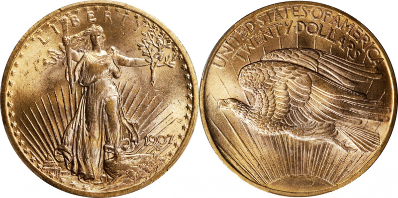 1907 Saint-Gaudens Double Eagle. Arabic Numerals. MS-64 (PCGS). CAC.
PCGS# 9141...