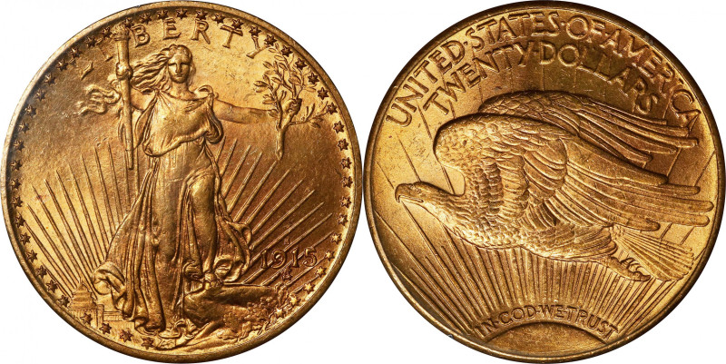 1915-S Saint-Gaudens Double Eagle. MS-63 (PCGS). OGH Rattler.
PCGS# 9168. NGC I...