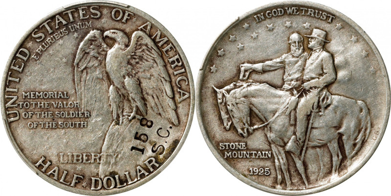 1925 Stone Mountain Memorial. Counterstamped 158 S.C. EF-40 (PCGS).
PCGS# 91480...