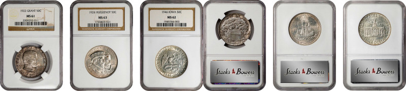 Lot of (3) Commemorative Silver Half Dollars. (NGC).
Included are: 1922 Grant M...