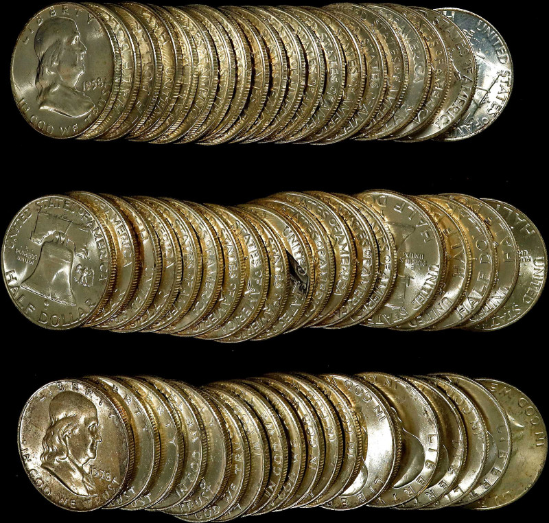 Lot of (3) Rolls of 1958-D Franklin Half Dollars. Mint State (Uncertified).
All...