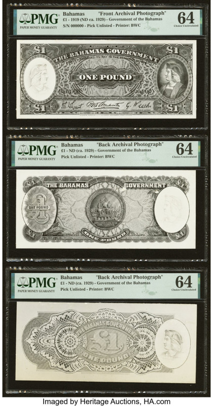 Bahamas Bahamas Government 1 Pound 1919 (ND ca. 1929) Pick Unlisted Front and Tw...
