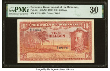 Bahamas Bahamas Government 10 Shillings 1919 (ND 1930) Pick 6 PMG Very Fine 30. An wonderful early A/1 prefix design, issued under the Currency Act in...