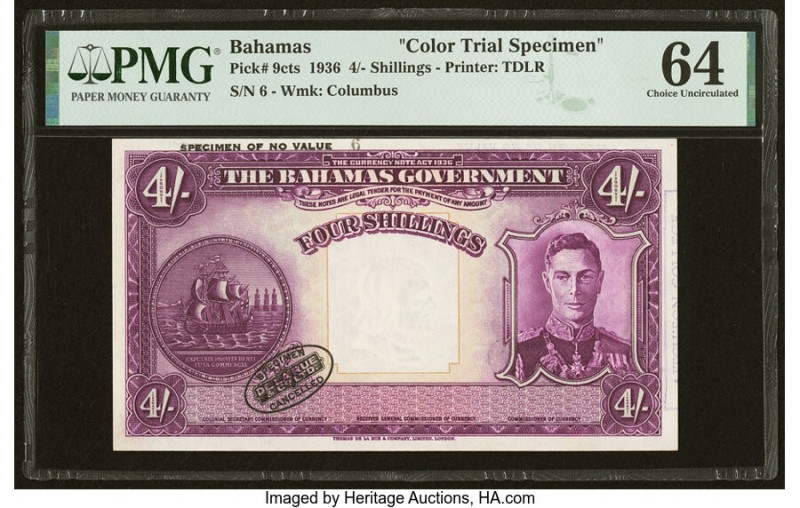 Bahamas Bahamas Government 4 Shillings 1936 (ND 1944) Pick 9cts Color Trial Spec...