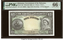 Bahamas Bahamas Government 1 Pound 1936 (ND 1963) Pick 15d PMG Gem Uncirculated 66 EPQ. The final signature combination is present on this stunning 1 ...
