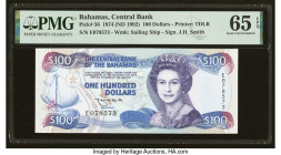 Bahamas Central Bank 100 Dollars 1974 (ND 1992) Pick 56 PMG Gem Uncirculated 65 EPQ. Pack fresh originality graces this highest denomination type. It ...
