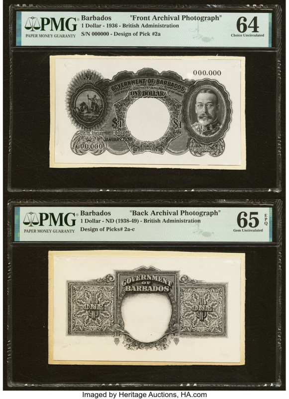 Barbados Government of Barbados 1 Dollar 1.1.1936 Design of Pick 2a Front and Ba...
