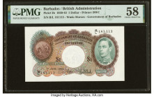 Barbados Government of Barbados 1 Dollar 1.6.1943 Pick 2b PMG Choice About Unc 58. A handsome King George VI type from this iconic island. Examples of...