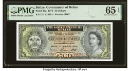 Belize Government of Belize 10 Dollars 1.1.1974 Pick 36a PMG Gem Uncirculated 65 EPQ. An exciting example from the first issue after British Honduras ...