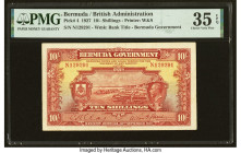 Bermuda Bermuda Government 10 Shillings 30.9.1927 Pick 4 PMG Choice Very Fine 35 EPQ. A harbor view of St. George, the original capital of Bermuda, is...
