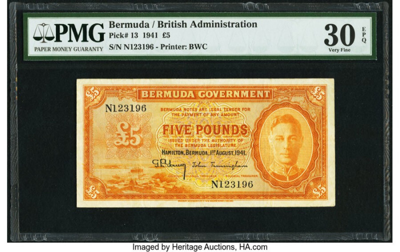 Bermuda Bermuda Government 5 Pounds 1.8.1941 Pick 13 PMG Very Fine 30 EPQ. Bermu...