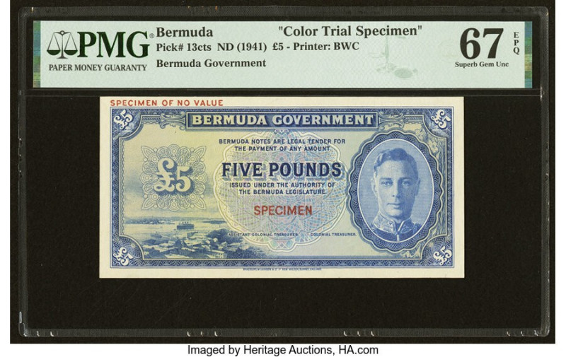 Bermuda Bermuda Government 5 Pounds 1941 Pick 13cts Color Trial Specimen PMG Sup...