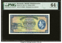 Bermuda Bermuda Government 1 Pound 17.2.1947 Pick 16 PMG Choice Uncirculated 64 EPQ. Bermuda's 1947 series of Government notes are rarely seen in Unci...