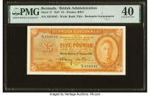 Bermuda Bermuda Government 5 Pounds 17.2.1947 Pick 17 PMG Extremely Fine 40. A simply outstanding issue seldom seen, and even more impressive in Extre...