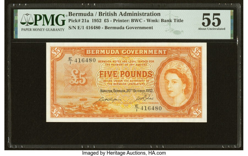 Bermuda Bermuda Government 5 Pounds 20.10.1952 Pick 21a PMG About Uncirculated 5...