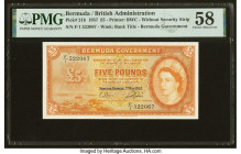 Bermuda Bermuda Government 5 Pounds 1.5.1957 Pick 21b PMG Choice About Unc 58. An always desirable, highest denomination Queen Elizabeth II type. For ...
