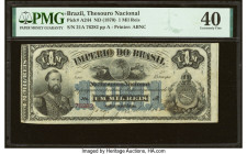 Brazil Thesouro Nacional 1 Mil Reis ND (1870) Pick A244 PMG Extremely Fine 40. At the time of cataloging, this Imperial 1 Mis Reis is the single fines...