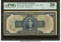Brazil Thesouro Nacional 200 Mil Reis ND (1919) Pick 79 PMG Very Fine 20. The first issued example of this high denomination graded in the PMG Populat...