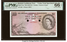 British Caribbean Territories Currency Board 1 Dollar ND (1954-57) Pick 7cts Color Trial Specimen PMG Gem Uncirculated 66 EPQ. Beautiful experimental ...