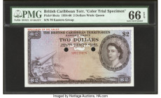 British Caribbean Territories Currency Board 2 Dollars ND (1954-60) Pick 8bcts Color Trial Specimen PMG Gem Uncirculated 66 EPQ. An excellent portrait...