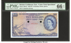 British Caribbean Territories Currency Board 10 Dollars ND (1955-59) Pick 10bcts Color Trial Specimen PMG Gem Uncirculated 66 EPQ. Excellent colors ar...