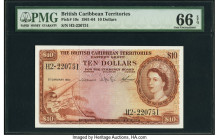 British Caribbean Territories Currency Board 10 Dollars 2.1.1962 Pick 10c PMG Gem Uncirculated 66 EPQ. The two series of notes printed for the British...