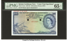 British Caribbean Territories Currency Board 100 Dollars 1953-63 Pick 12cts Color Trial Specimen PMG Gem Uncirculated 65 EPQ. An elusive Color Trial S...
