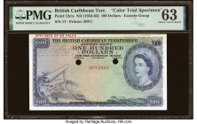 British Caribbean Territories Currency Board 100 Dollars ND (1953-63) Pick 12cts Color Trial Specimen PMG Choice Uncirculated 63. A Color Trial Specim...
