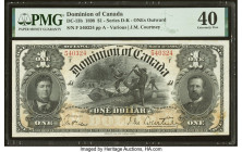 Canada Dominion of Canada $1 31.3.1898 DC-13b PMG Extremely Fine 40. A colorful, popular Canadian issue that features a central vignette of a logging ...