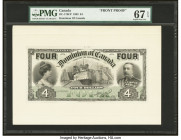 Canada Dominion of Canada $4 2.1.1902 DC-17FP Front Proof PMG Superb Gem Unc 67 EPQ. The face side of the 1902 $4 note is presented here in Proof form...