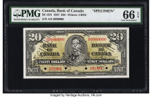 Canada Bank of Canada $20 2.1.1937 BC-25S Specimen PMG Gem Uncirculated 66 EPQ. A beautifully executed Specimen from the Bank of Canada November 1999 ...