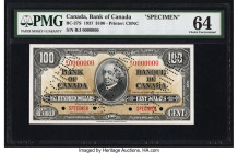 Canada Bank of Canada $100 2.1.1937 BC-27S Specimen PMG Choice Uncirculated 64. In total, only four dozen examples of this Specimen were printed and s...