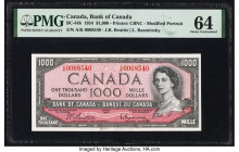 Canada Bank of Canada $1000 1954 BC-44b PMG Choice Uncirculated 64. A handsome example presenting with the modified Queen Elizabeth II portrait. This ...