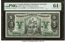 Canada Montreal, PQ- Banque Canadienne Nationale $5 1.2.1925 Ch.# 85-10-02 PMG Choice Uncirculated 64 EPQ. Deep embossing graces this lovely example f...