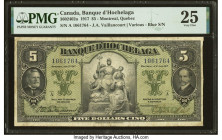 Canada Montreal, PQ- Banque d'Hochelaga $5 2.1.1917 Ch.# 360-24-02a PMG Very Fine 25. At the time of cataloging, this issue is tied with two others fo...