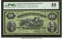 Canada Montreal, PQ- Merchants Bank of Canada $10 1.2.1916 Ch.# 460-18-04 PMG Extremely Fine 40. A spectacular issue printed by The British American B...